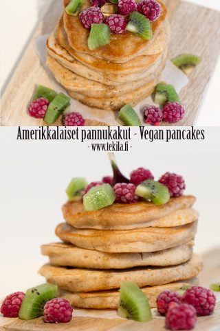 Amerikkalaiset pannukakut - Vegan pancakes #eggfree #milkfree Resepti blogissa - Recipe on blog